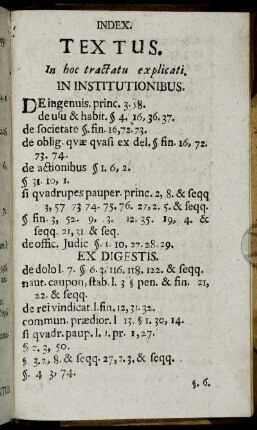 Textus. In hoc tractatu explicati In Institutionibus