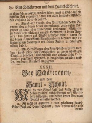 XXXII. Bey Schäfereyen, und dem Hamel-Schnitt.