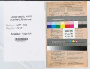 Entnazifizierung Friedrich Kraemer, geb. 24.04.1879 (Beamter)