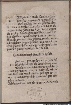 Ein Capitel oder ein samnung die gemacht hat maister Samuel ein Jud : (Kap. 1-26)