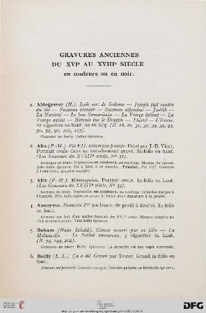 Gravures Anciennes du XVIe au XVIIIe siècle, en couleurs ou en noir (Nr. 1-66)