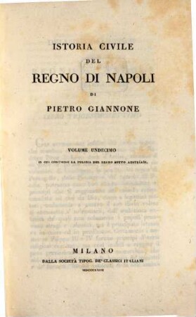 Istoria civile del regno di Napoli, 11. In cui contiensi la polizia del regno sotto Austriaci