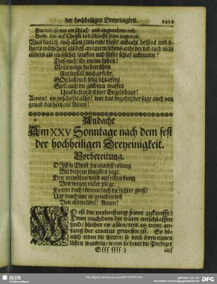 Andacht Am XXV Sonntage nach dem fest der hochheiligen Dreyeinigkeit