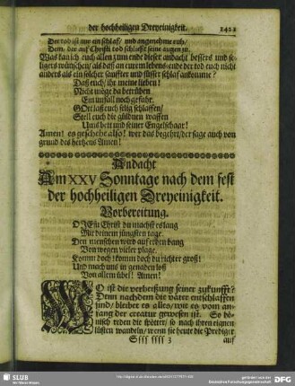 Andacht Am XXV Sonntage nach dem fest der hochheiligen Dreyeinigkeit