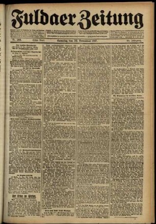 Erste Ausgabe vom Samstag, den 22. Dezember 1917.