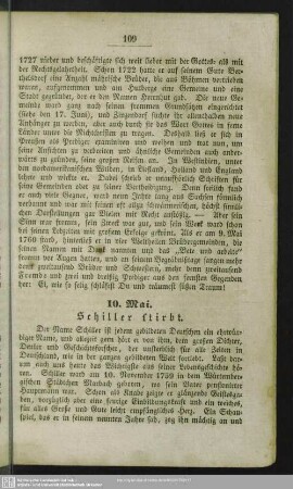 10. Mai. Schiller stirbt