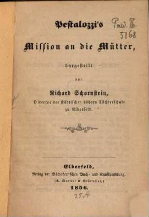 Pestalozzi's Mission an die Mütter