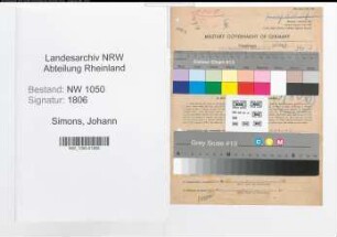 Entnazifizierung Johann Simons , geb. 29.03.1897 (Kaufmaennischer Angestellter)