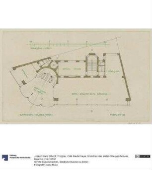 Troppau, Café Niedermeyer, Grundriss des ersten Obergeschosses