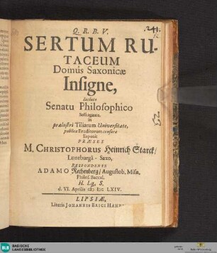 Sertum Rutaceum Domûs Saxonicae Insigne