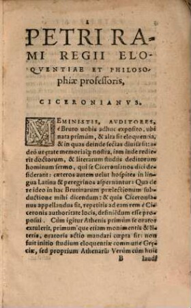 Petri Rami ... Ciceronianus, Et Brutinae Quaestiones