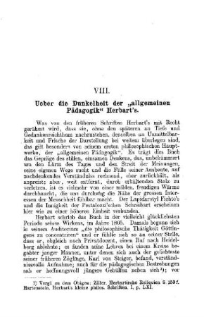 Ueber die Dunkelheit der "allgemeinen Pädagogik" Herbart's