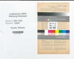 Entnazifizierung Wilhelm Guede , geb. 02.09.1890 (Polizeimeister)