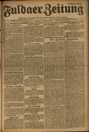 Erste Ausgabe vom Samstag, den 02. Februar 1924.