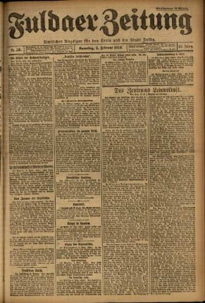 Erste Ausgabe vom Samstag, den 02. Februar 1924.