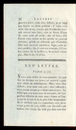 XXXe Lettre. Vendredi au soir.