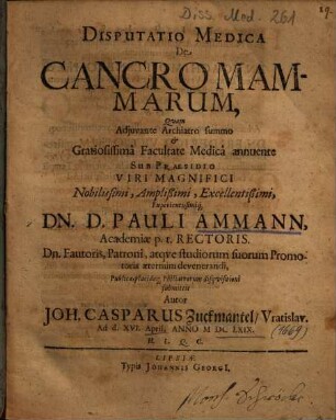 Disputatio Medica De Cancro Mammarum