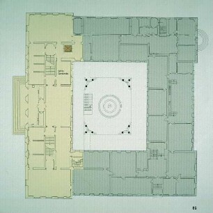 Entwurf zur Erweiterung des Ernst-von-Hülsen-Hauses (2. Preis des Architektenwettbewerbs, Nr. 26) — Grundriß Erdgeschoß