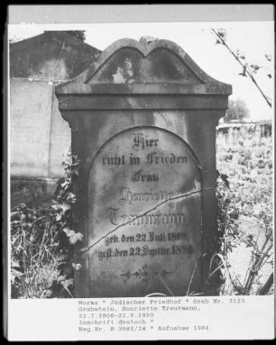 Grabstein von Henriette Trautmann (gestorben 1890.09.22)
