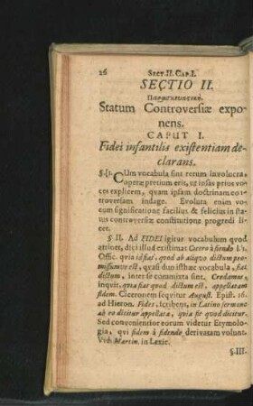 Sectio II. Statum Controversiae exponens.