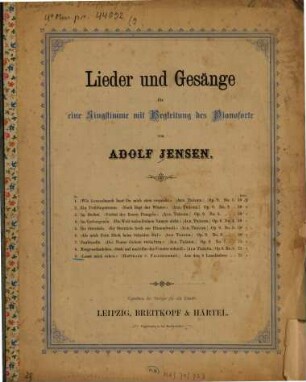Lieder und Gesänge : für e. Singst. mit Begl. d. Pianoforte, 9. Lasst mich ruhen: (Hoffmann v. Fallersleben) ; Aus den 8 Lenzliedern. - [circa 1872]. - Pl.-Nr. 12713. - 5 S.