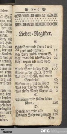 Lieder-Register.