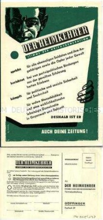 Werbe- und Bestellpostkarte für die Zeitschrift "Der Heimkehrer"