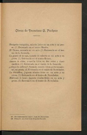 Obras de Francisco G. Pacheco