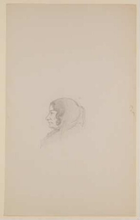 Porträt der Bettine von Arnim im Profil nach links [aus einer Mappe mit Skizzenblättern von Gisela von Arnim und Herman Grimm]