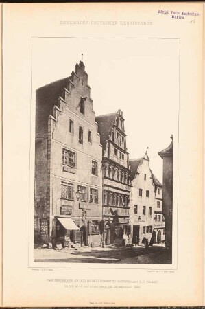 Häusergruppe, Schmiedegasse, Rothenburg/Tauber: Ansicht (aus: Denkmäler Deutscher Renaissance, hrsg. v. K.E.O. Fritsch, 4.Bd., 1891)