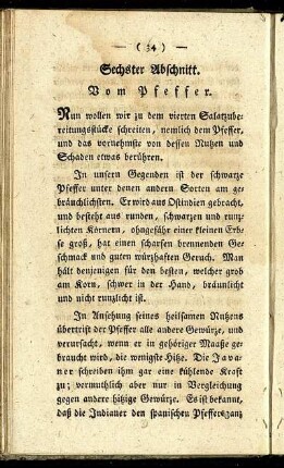 Sechster Abschnitt. Vom Pfeffer.
