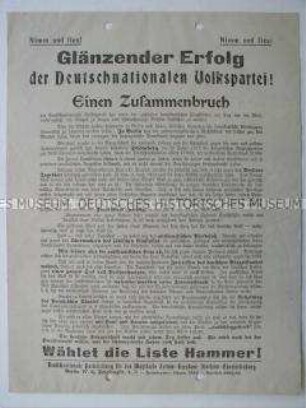 Propagandablatt der DNVP nach den Berliner Stadtverordnetenwahlen 1924