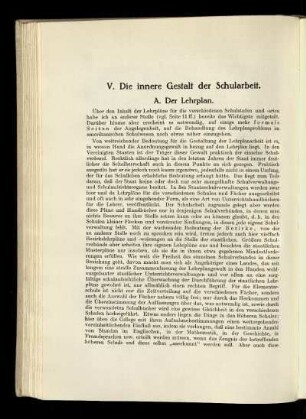 V. Die innere Gestalt der Schularbeit