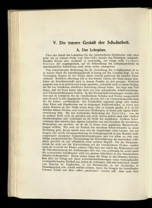 V. Die innere Gestalt der Schularbeit