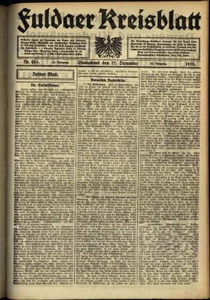 Dritte Ausgabe vom Samstag, den 17. Dezember 1910.