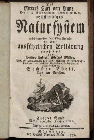 Theil 6, Bd. 2: Des Ritters Carl von Linné Königlich Schwedischen Leibarztes [et]c. [et]c. vollstaendiges Natursystem. Sechster Theil, Zweyter Band. [Von den Würmern]. Zweyter Band