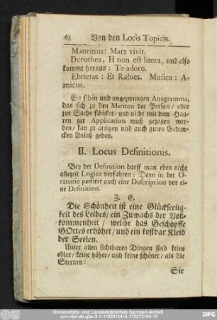 II. Locus Definitionis.