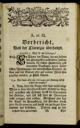 Vorbericht, Von der Chirurgie überhaupt.