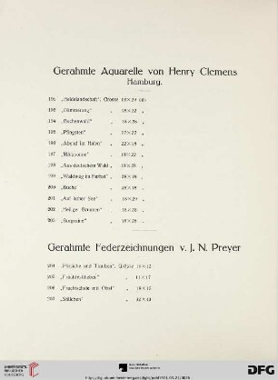 Gerahmte Federzeichnungen v. J. N. Preyer (Nr. 204-207)