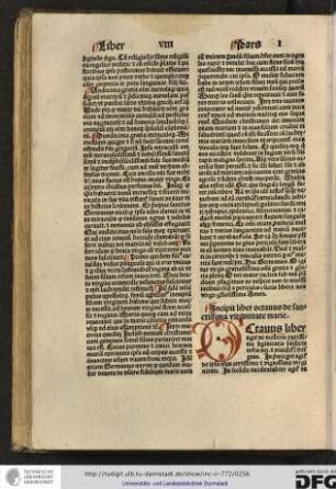 Incipit liber octavus de sanctissima virginitate Marie.