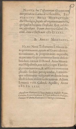 Novum hoc Testamentum Graecum cum interpretatione Latina de verbo reddita ...