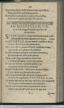 Ad Rosibellam, Virginum Augustanarum miditinichn secundam