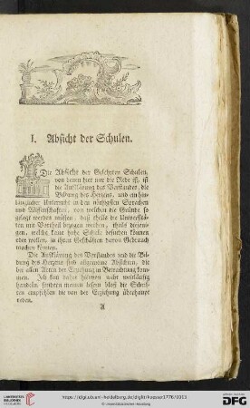 I. Absicht der Schulen