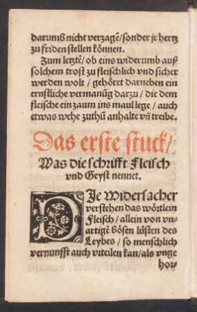 Das erste stuck/ Was die Schrifft Fleisch und Geyst nennet.