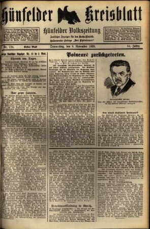 Erste Ausgabe vom Donnerstag, den 08. November 1928.