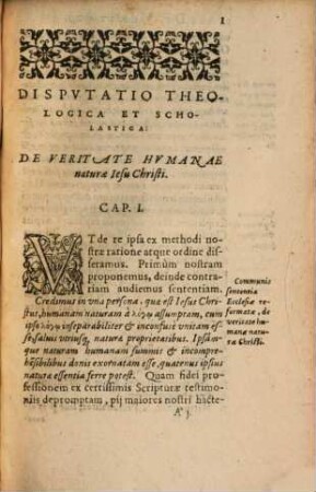 De veritate humanae naturae Christi theologica et scholastica disputatio