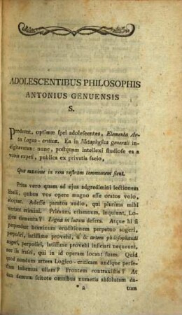 Antonii Genuensis In Regia Neapolitana Academia Olim Philosophiæ Professoris, Elementorum Artis Logico Criticæ Libri V.