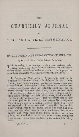On the continuous deformation of surfaces.
