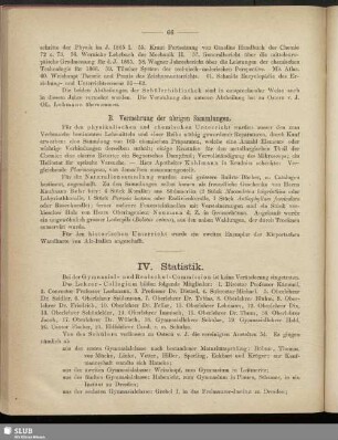 IV. Statistik