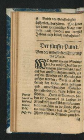Der fünffte Punct. Von der unbefleckten Empfengnis Mariae.